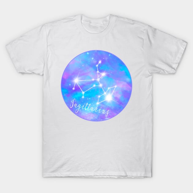 Sagittarius zodiac sign, stars in galaxy T-Shirt by Orangerinka